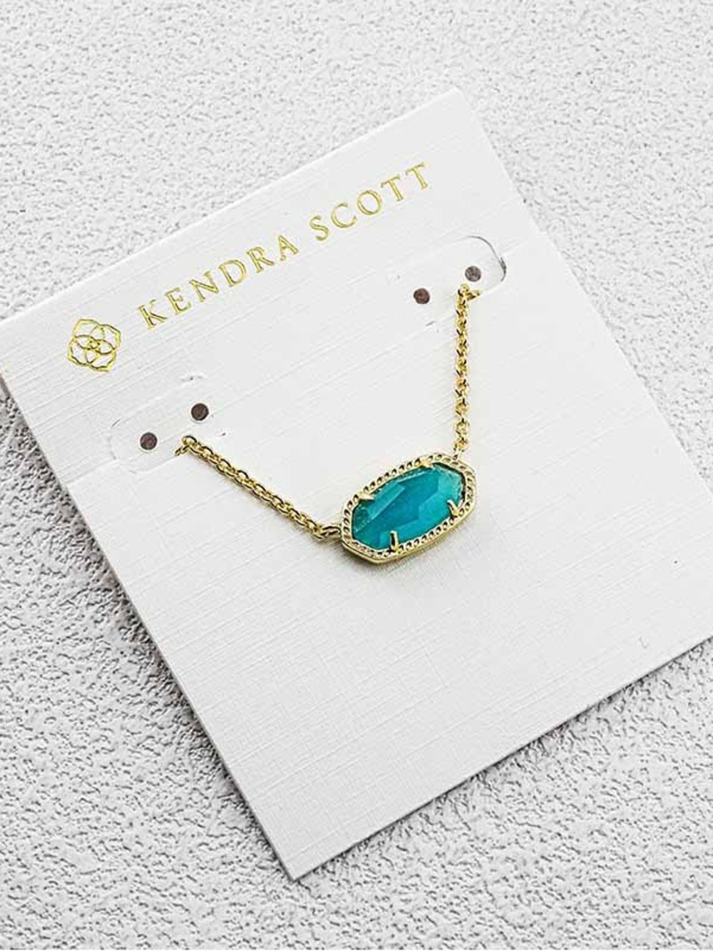 Kendra Scott Gold Necklace with Teal Stone